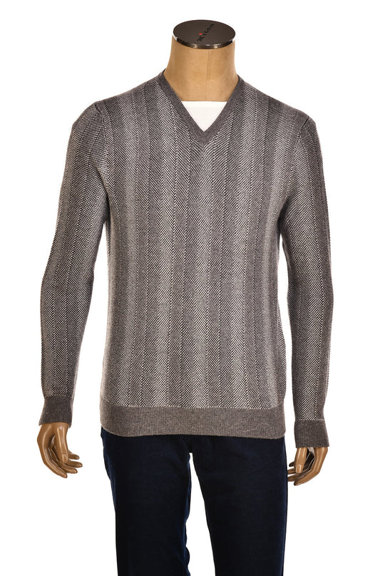 Manrico Striped Cashmere V-Neck Sweater