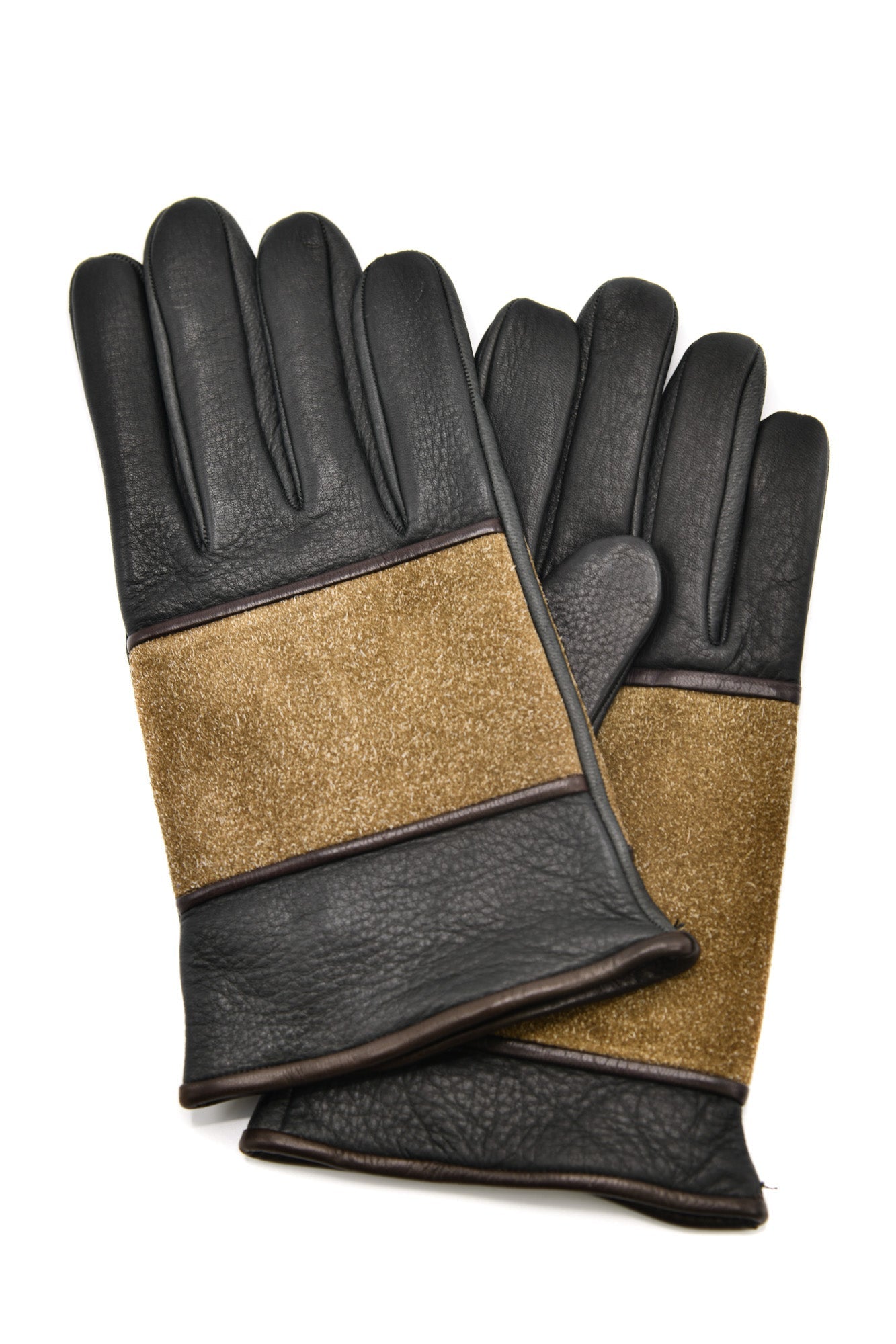 Mario Portolano Color Blocked Leather Slip On Gloves