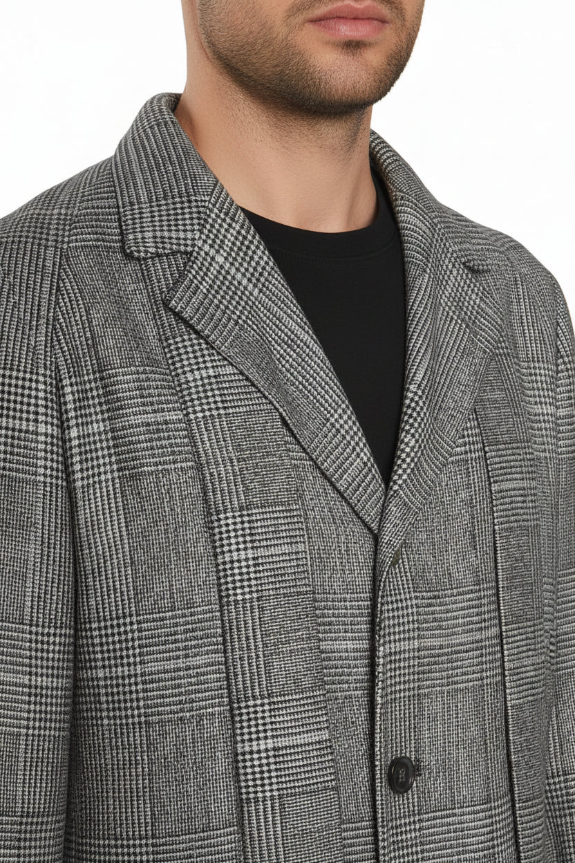 Kiton Prince of Wales Cashmere Button Down Overcoat