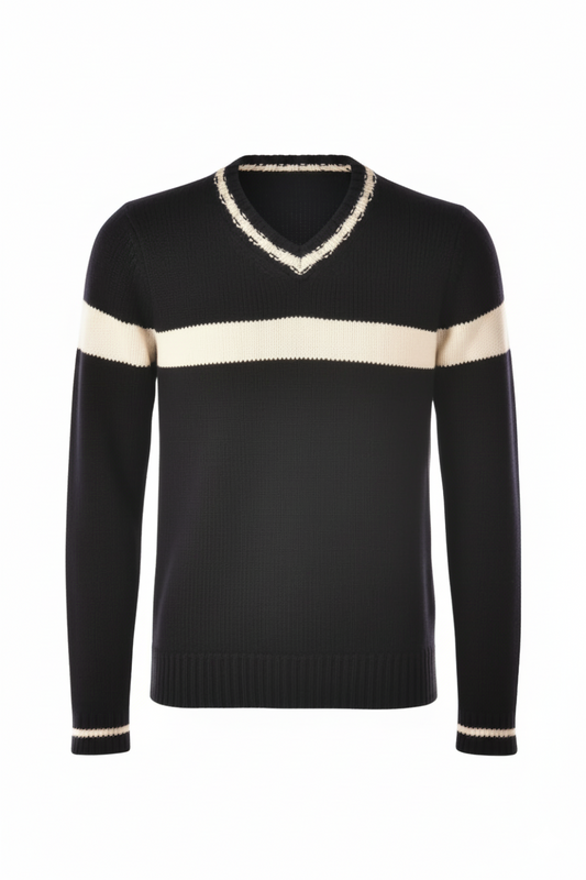 Fedeli Virgin Wool V-Neck Knit Sweater