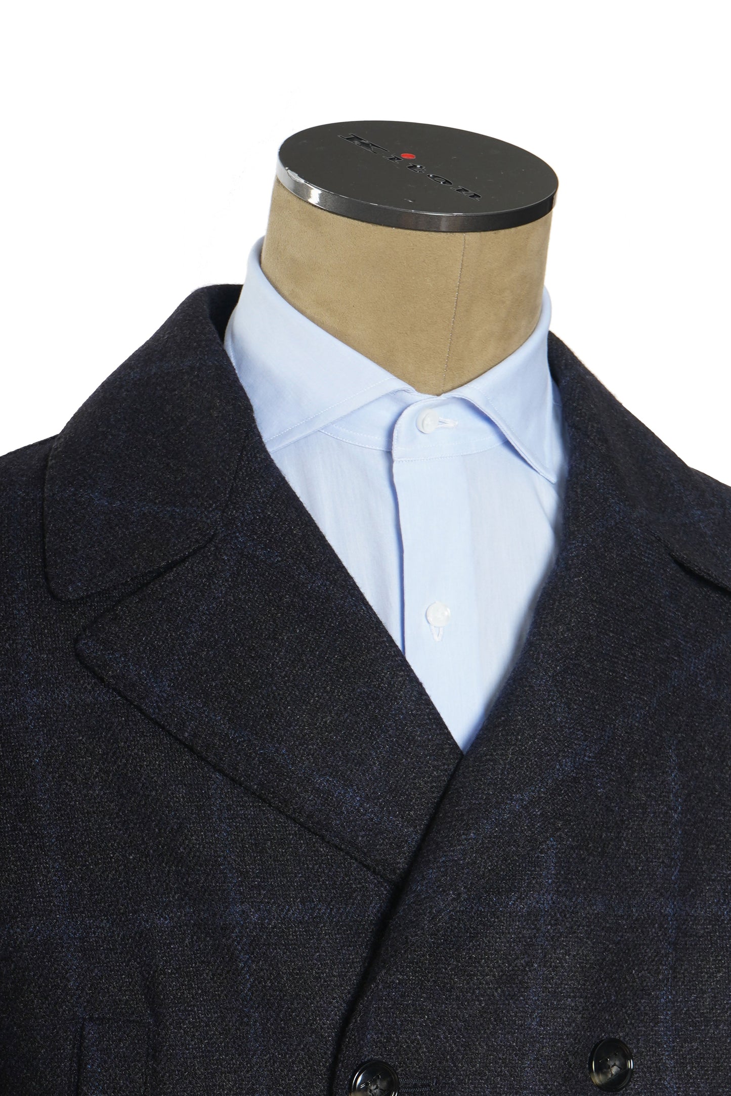 Kiton Windowpane Double Breasted Cashmere-Silk Jacket