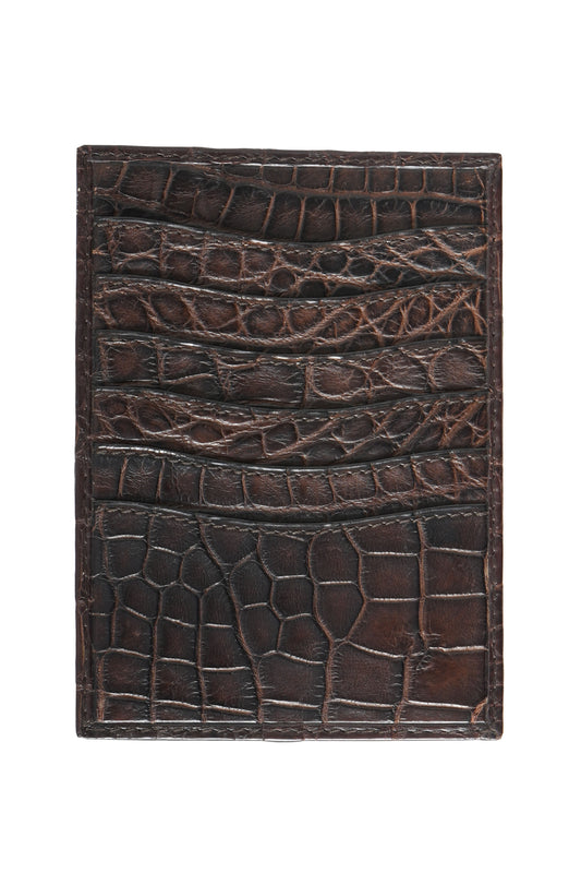 Tardini Full-Grain Calfskin-Alligator Leather Cardholder