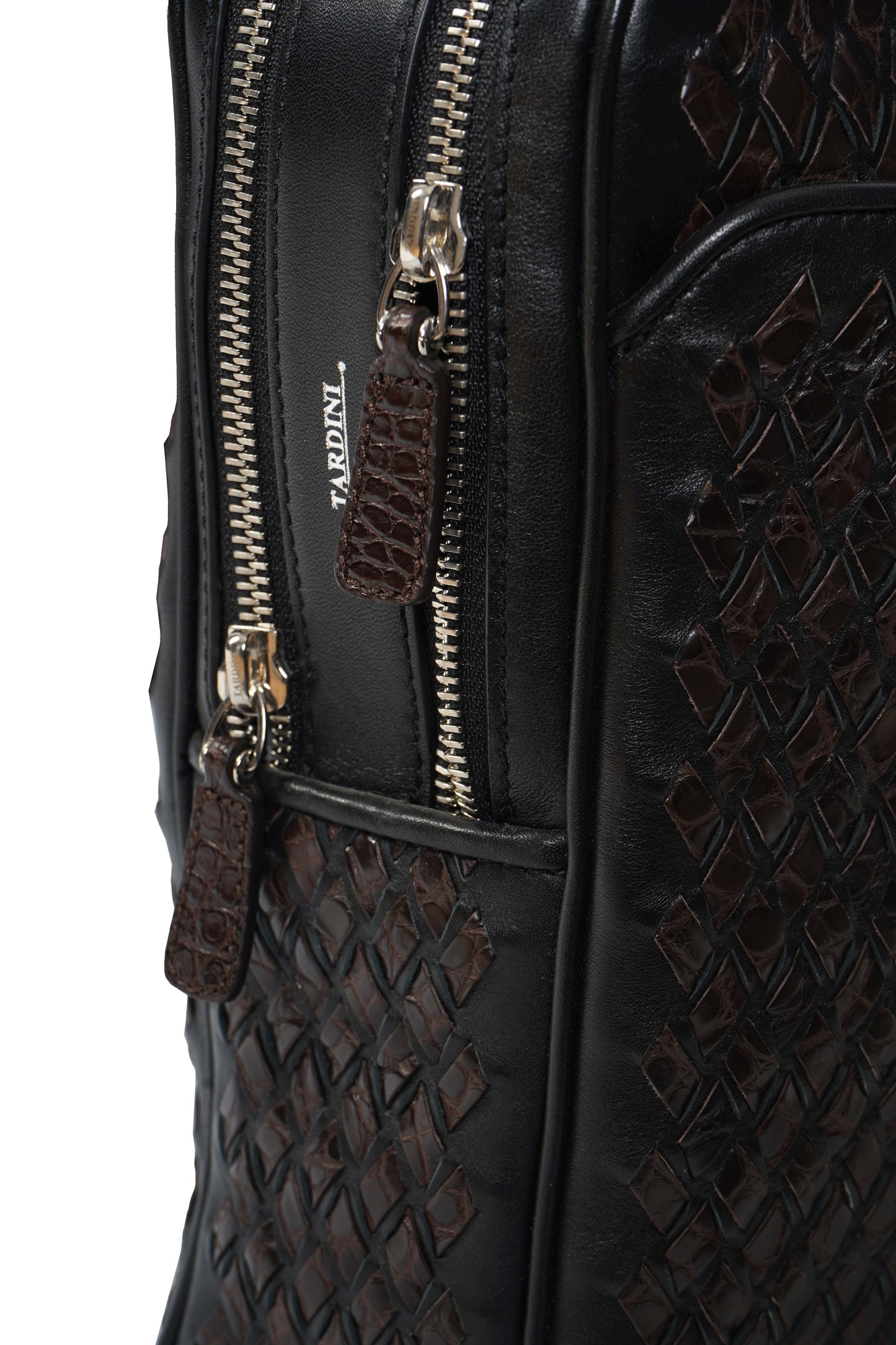 Tardini Woven Full-Grain Calfskin-Alligator Leather Briefcase Bag
